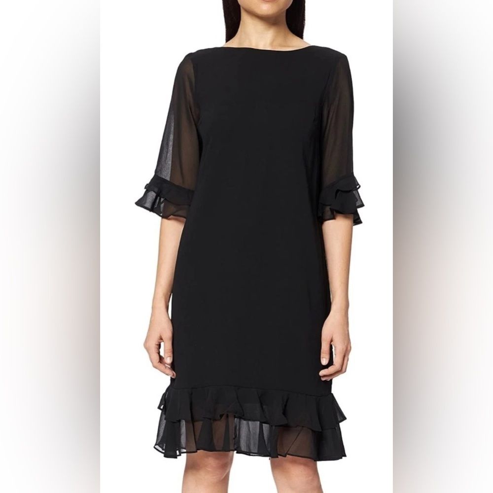 Chic Black Backless Dress with Ruffle Sleeves - Picture 2 of 10
